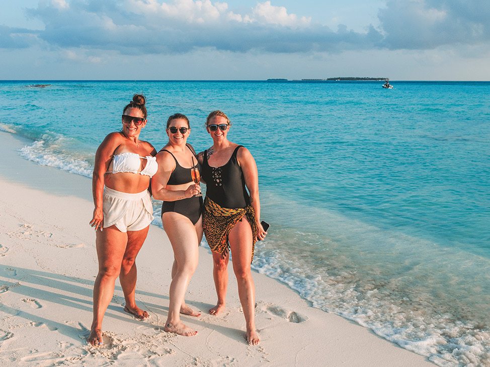 Three women on the beach