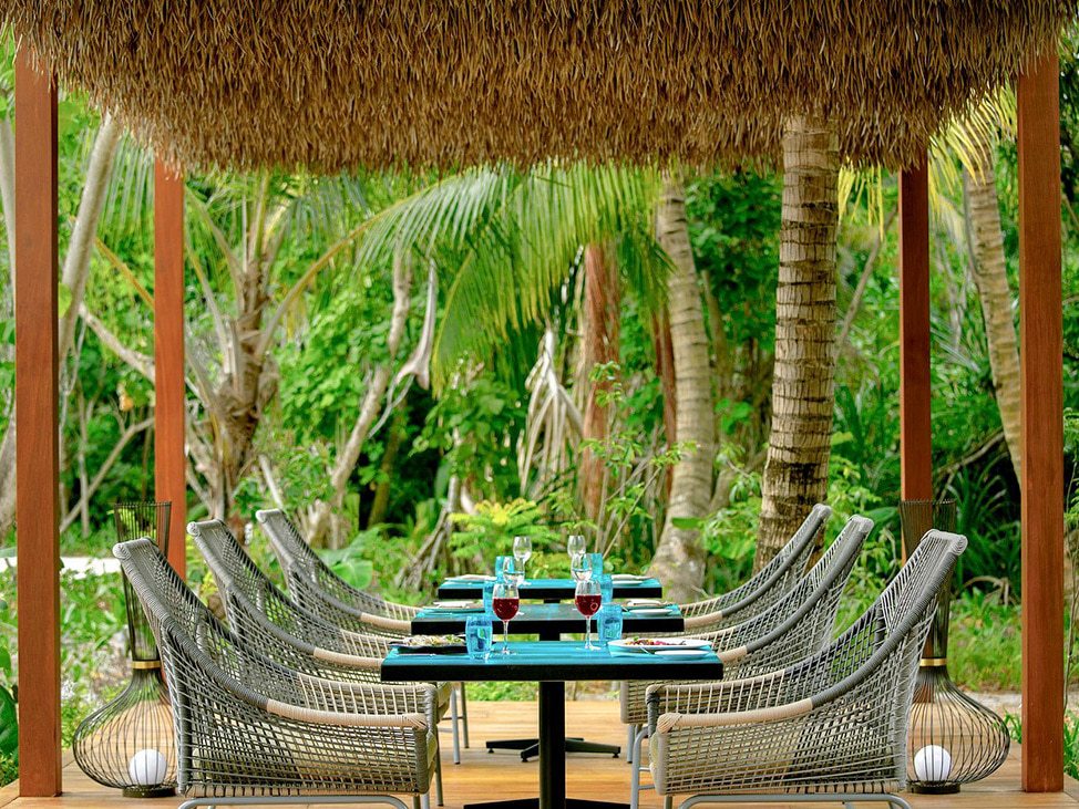 Outdoor dining in the Maldives