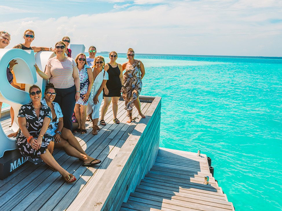 Group of women on retreat in the Maldives