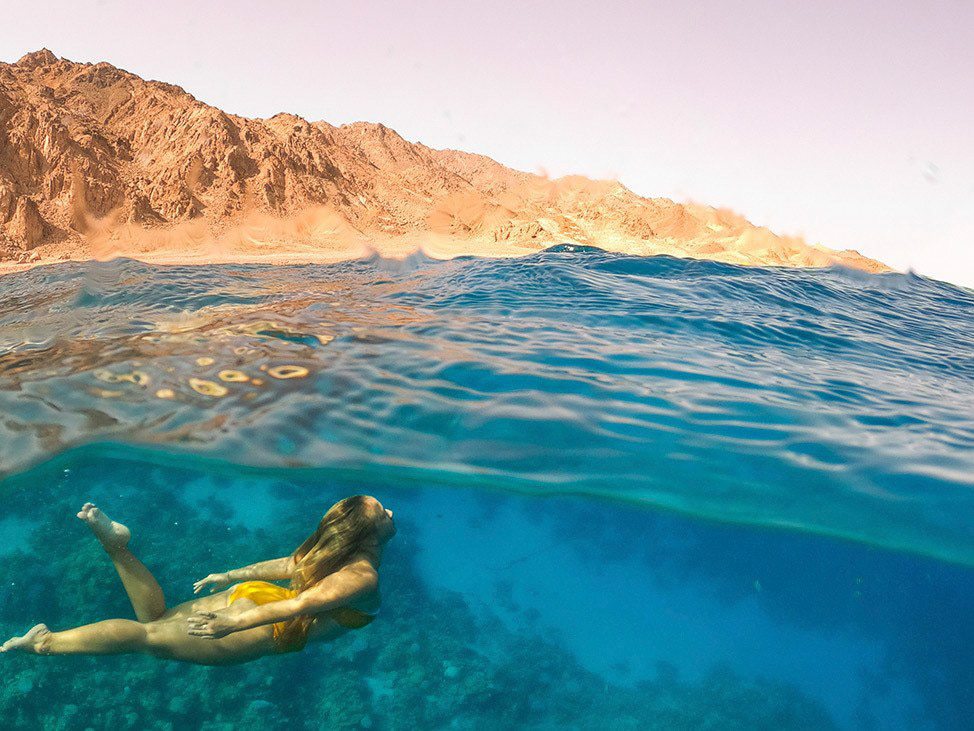 Red Sea snorkeling and swimming underwater view