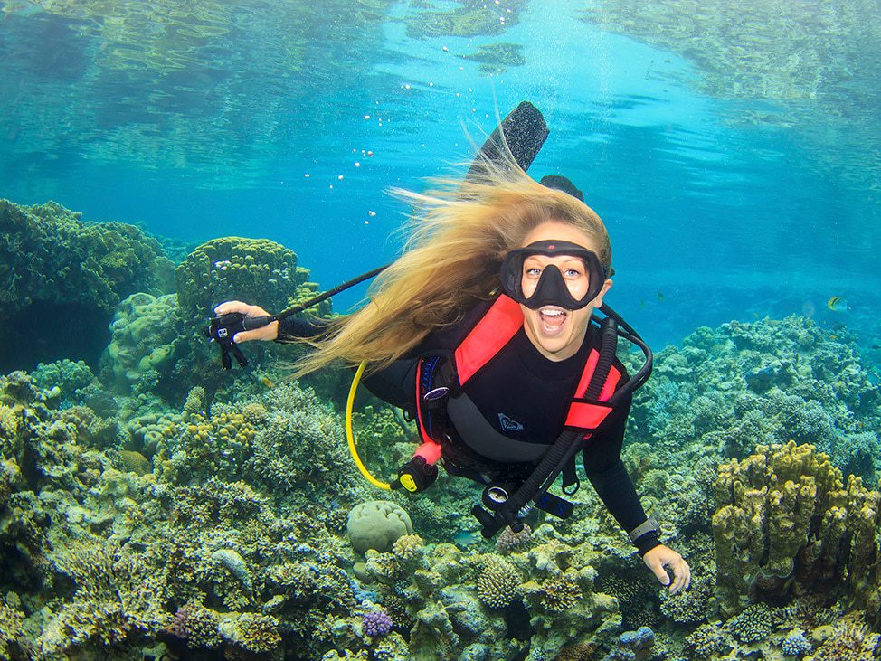 Girl scuba diving