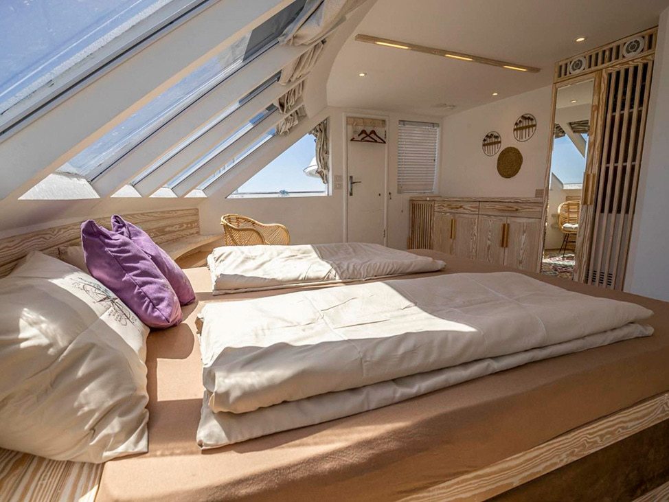 Soft cozy guest cabins