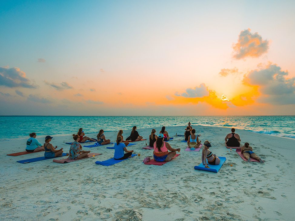 Sunset beach yoga